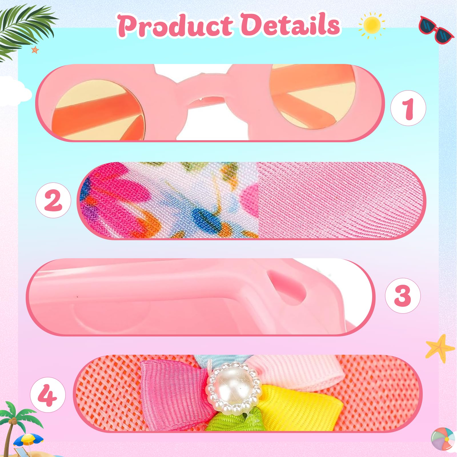 Costume da Bagno per Bambole, Set di Nuoto per Bambole, Vestiti Bambola Estate con Costumi da Bagno, Occhiali da Sole,Cappello, Pantofole, Vestite Bambole Reborn per Bambole 35-45 cm