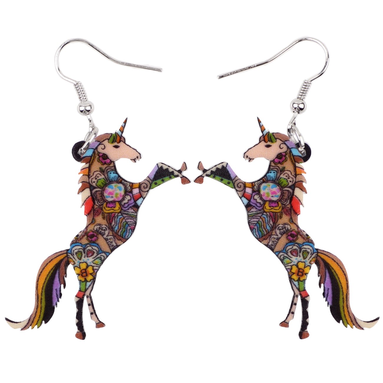 BONSNYSignature Fantasy Collection Magical Unicorn Charm Statement Drop Dangle Acrylic Earrings