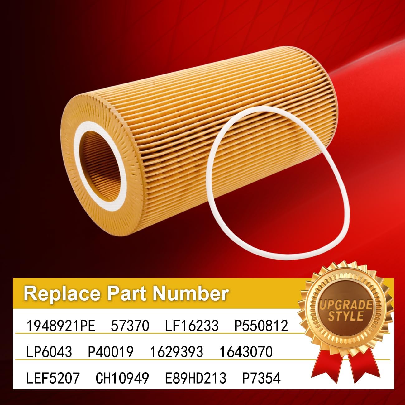 1948921PE Oil Filter Replace 57370 LF16233 P550812 LP6043 P40019 1629393 1643070 LEF5207 CH10949 E89HD213 P7354 HU12103X Compatible with Paccar MX11 MX13 EPA13 Peterbilt DAF Kenworth Truck(Pack of 4)