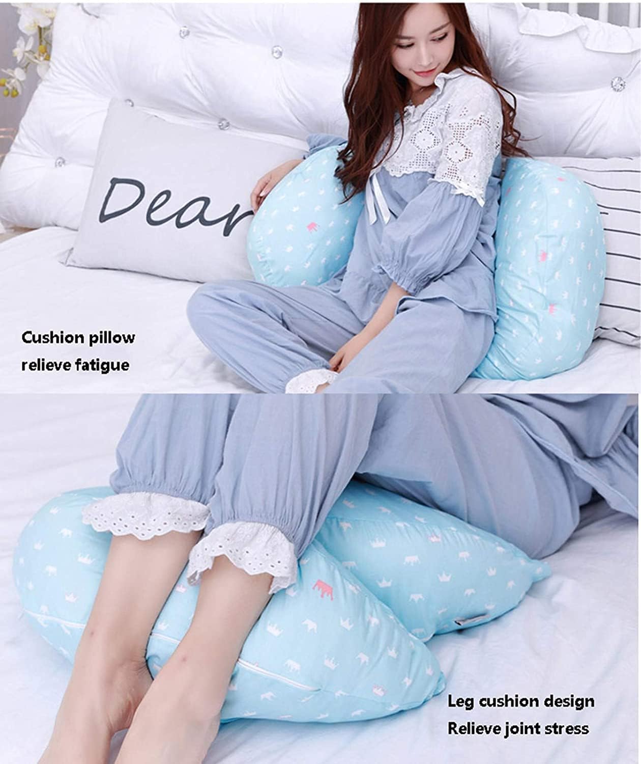 pregnancy pillows for sleeping body pillow for pregnancy Pregnancy Pillow for Side Sleeper Double Wedge Pillow for Maternity Side Sleeping Pillow for Belly Detachable and Removable Pillowca