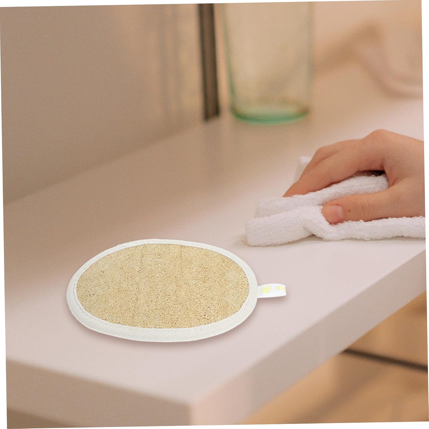 8Pcs Natural Loofah Sponge Dishwashing Scrubber Lightweight Odor Multi Use Kitchen and Bathroom Cleaning Pads Durable and Comfortable for Gentle Care