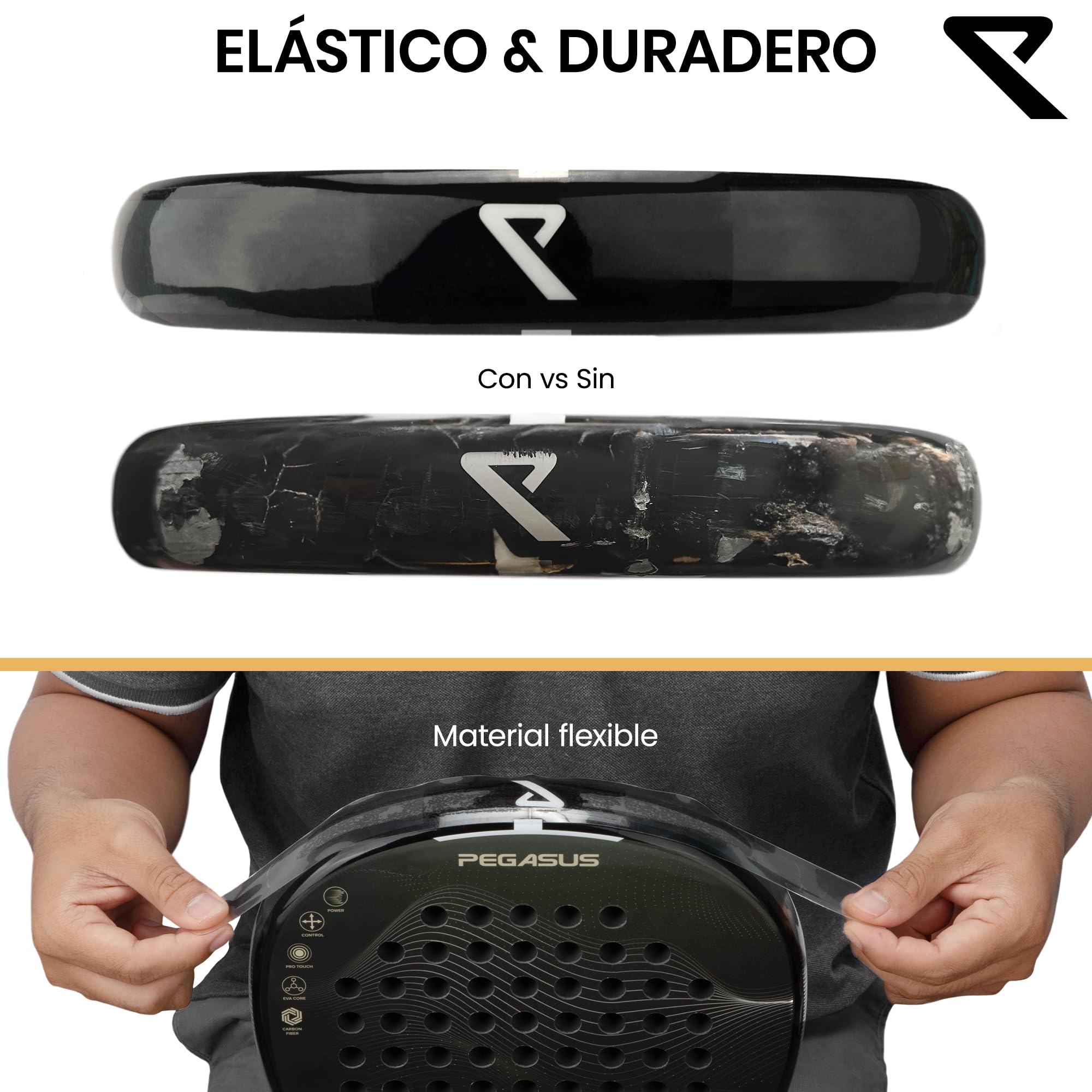 RYZE Protector Pala de Padel Transparente Pack de 2 Superficie Lisa Material Resistente