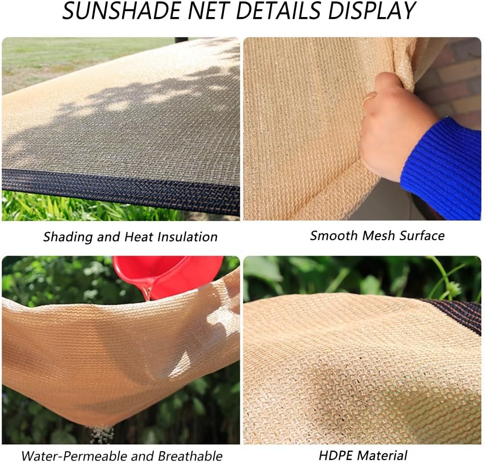 UV Resistant Garden Shade Cloth - Air Permeable Rectangle Sunblock Netting, HDPE Privacy Screen Cover for Pools, Balconies, Courtyards, Patios (9x10m)