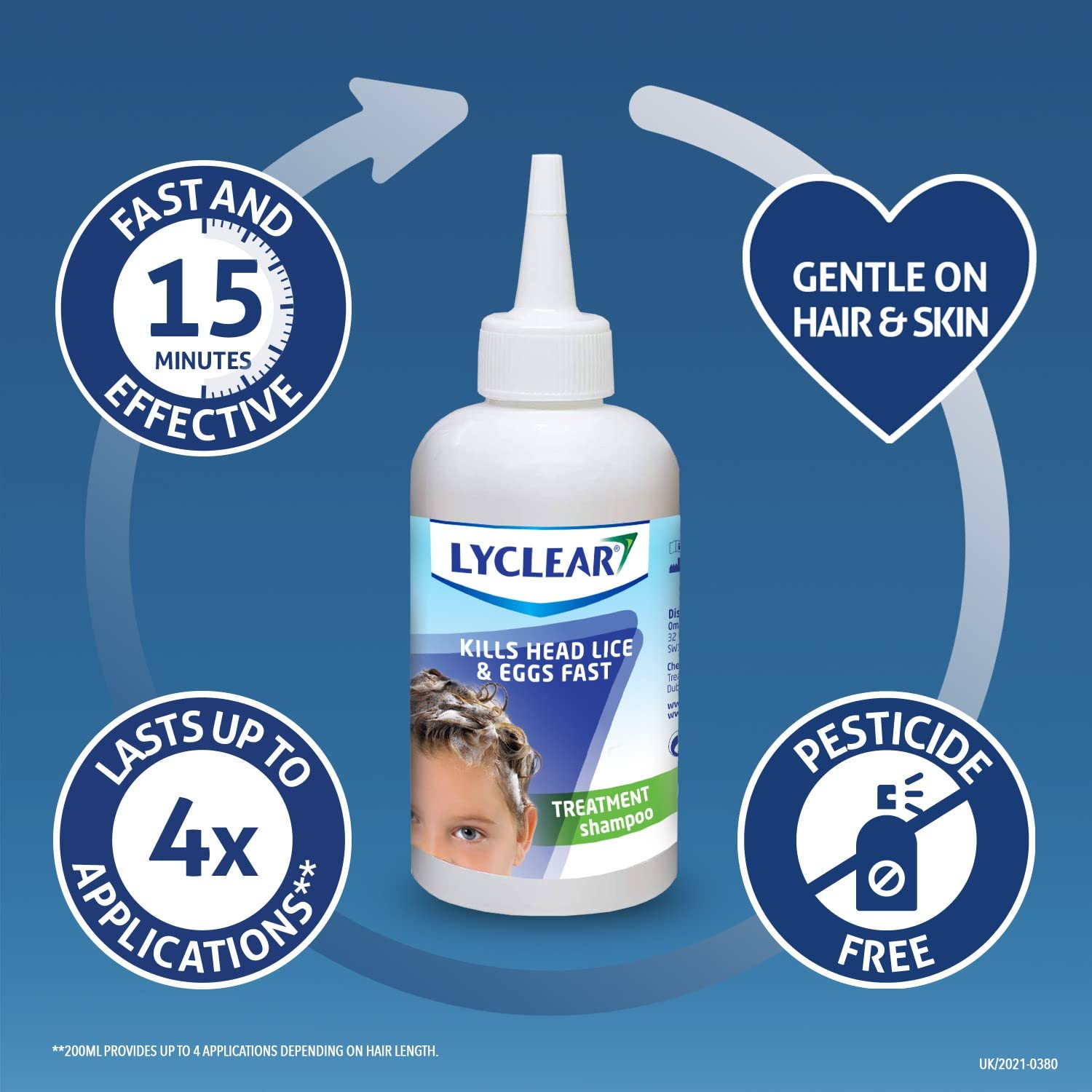 Lyclear Shampoo Head Lice Treatment + Head Lice Comb Kills Head Lice