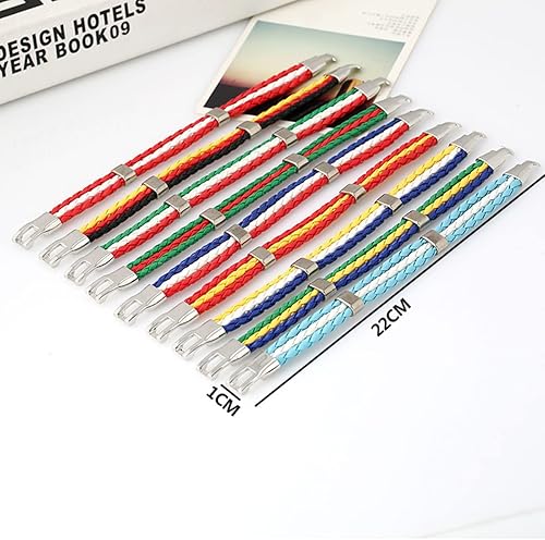 Miniatura 3 de Pulsera de cuero tejida a mano con bandera nacional multicolor, pulsera de cuero PU con cierre de aleación para mujeres y hombres, pulsera de joyería