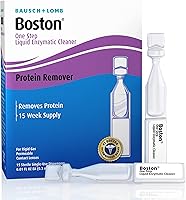 Boston One Step Liquid Enzymatic Cleaner for RGP Lenses - Preservative-Free Protein Remover, 15 Single-Use Dispensers