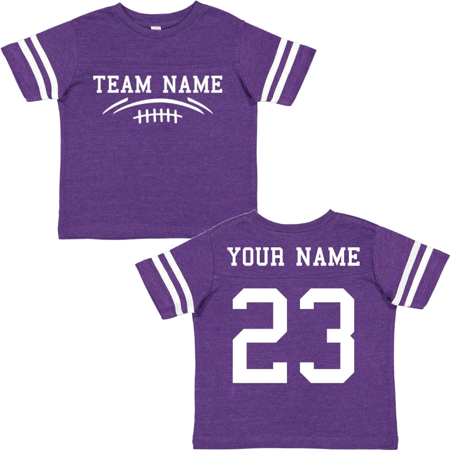 Custom Team Cotton Football Sport Jersey Toddler and Big Kid T-Shirt-Personalized with Name and Number - Front & Back