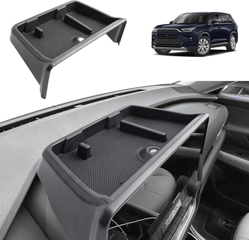 Organizador de painel atrás da tela para Toyota Grand Highlander 2024–2026 com bandeja em ABS