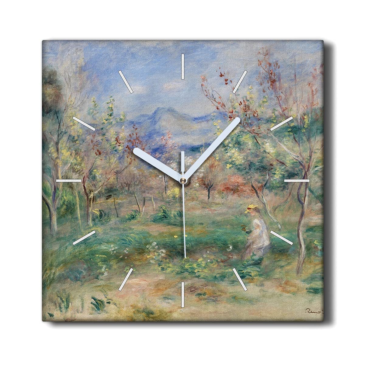 Horloge sans tic-tac silencieuse 30x30cm en toile motif forêt Coloray