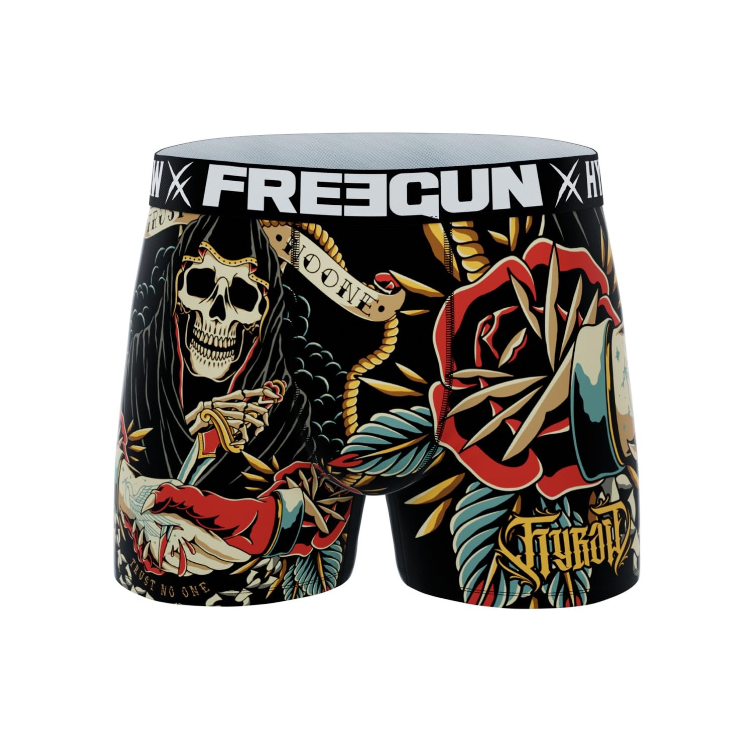 FREEGUN Boxer Homme Hyraw, Caleçon Homme Pirates Skull, Original et Confortable (Lot de 4)