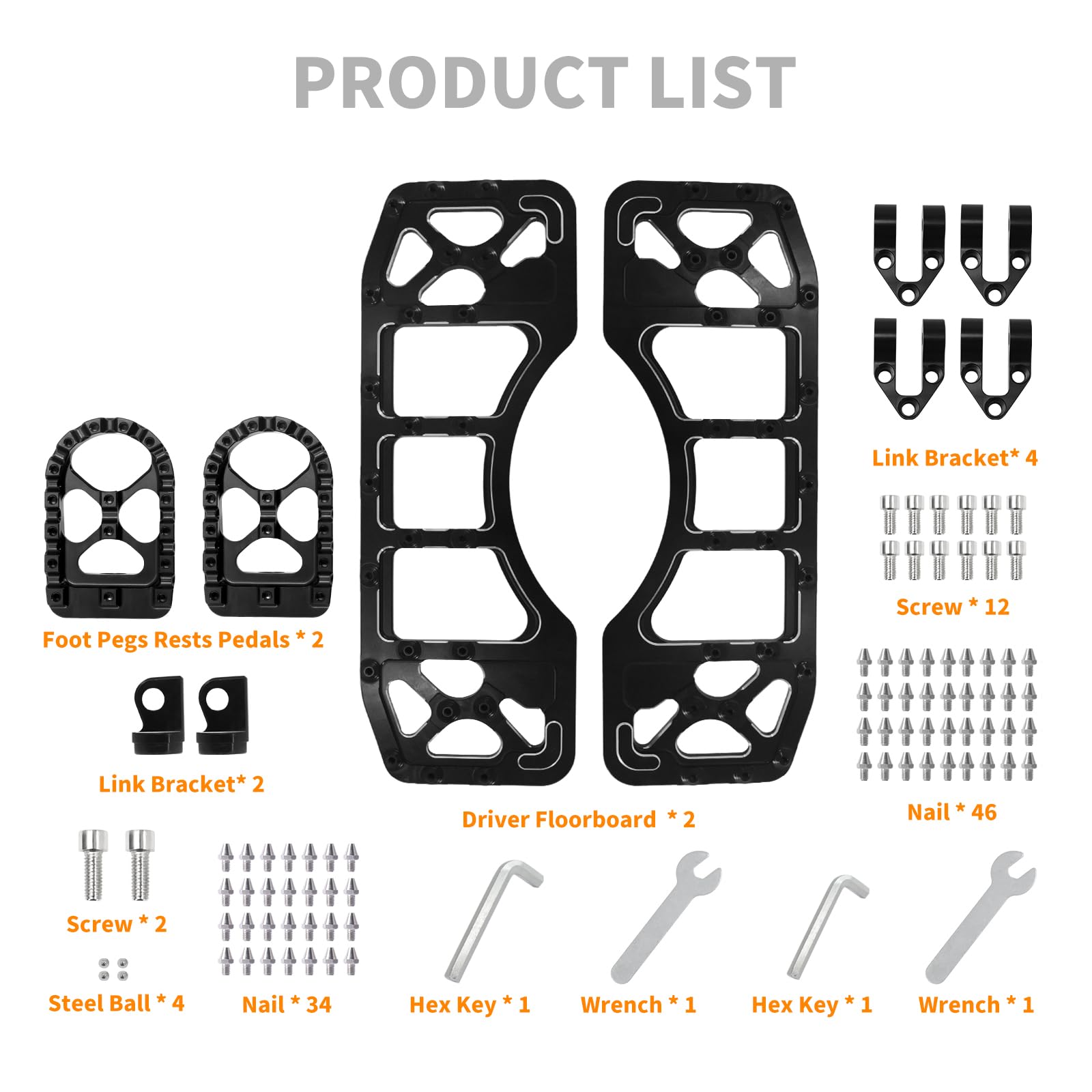 Set pedane per moto, pedane anteriori e posteriori per conducente, pedane MX Wide Offroad CNC Fit per Harley Touring Road Glide Electra Glide Street Glide Softail Dyna nero