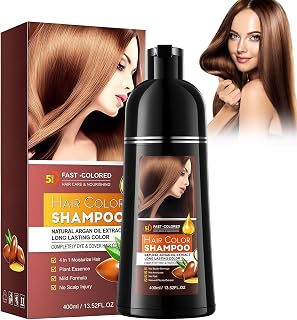 Champú Tinte Marrón 3 en 1 400ml – Champú Coloración para Cabello Blanco, Cobertura Instantánea, Color Natural Duradero para Hombres y Mujeres, Tinte Fácil de Usar y Rápido