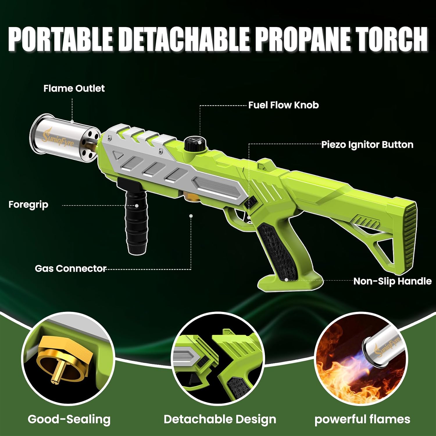 Powerful Propane Torch Gun with Adjustable Flame, Blow Torch Flamethrower Gas Welding Kit for BBQ, Searing Steak, Camping & Charcoal Torch Lighter (Tank Not Included)