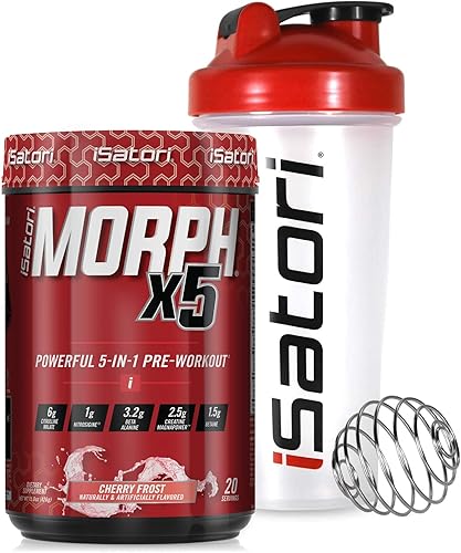 iSatori Morph Xtreme Intense - Bombsicle (20 porciones) Botella clásica para licuadora (botella transparente con parte superior roja)