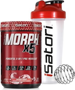 iSatori Morph Xtreme Intense Pre Workout - Bombsicle 20 Servings Classic Blender Bottle Clear Bottle with Red Top