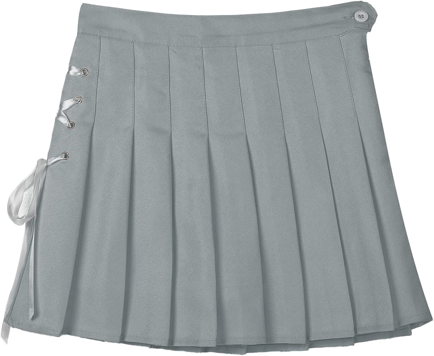 JanJean Women Schoolgirls Uniform Basic High Waist A-line Plain Pleated Skirt Skater Tennis Mini Skirts