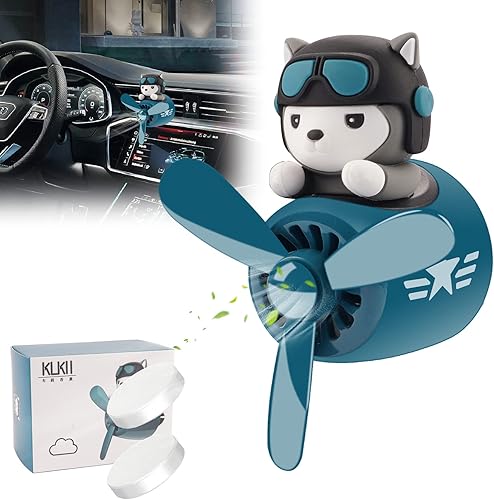 Miniatura 13 de Ambientador de aire para coche, lindo conejo de dibujos animados, piloto, difusor de coche, hélice giratoria, ventilador de salida de aire White