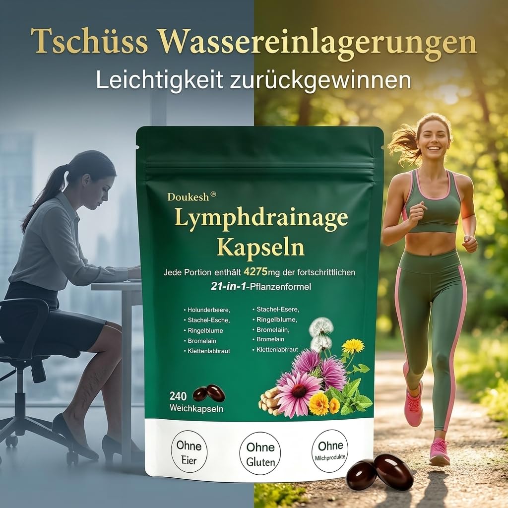 2 Beutel Lymphdrainage Kapseln 240 Tabletten Natürlich Lymphatic Drainage Kapseln No Gluten Kräutermischung für das Gleichgewicht des Lymphsystems