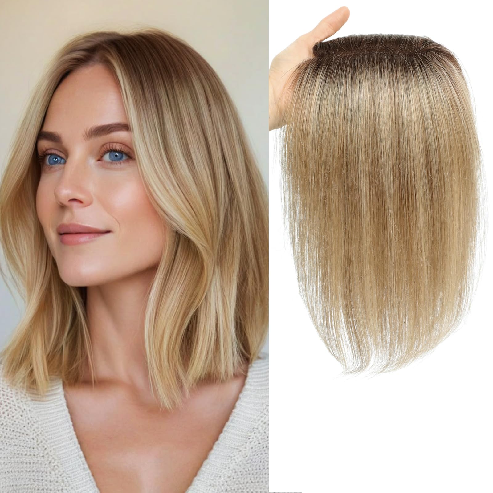 Hair Toppers for Thinning Women Real Hair Toppers for Women 12inch 10x12cm Silk Base with Thinning Remy HairPieces-4T1016