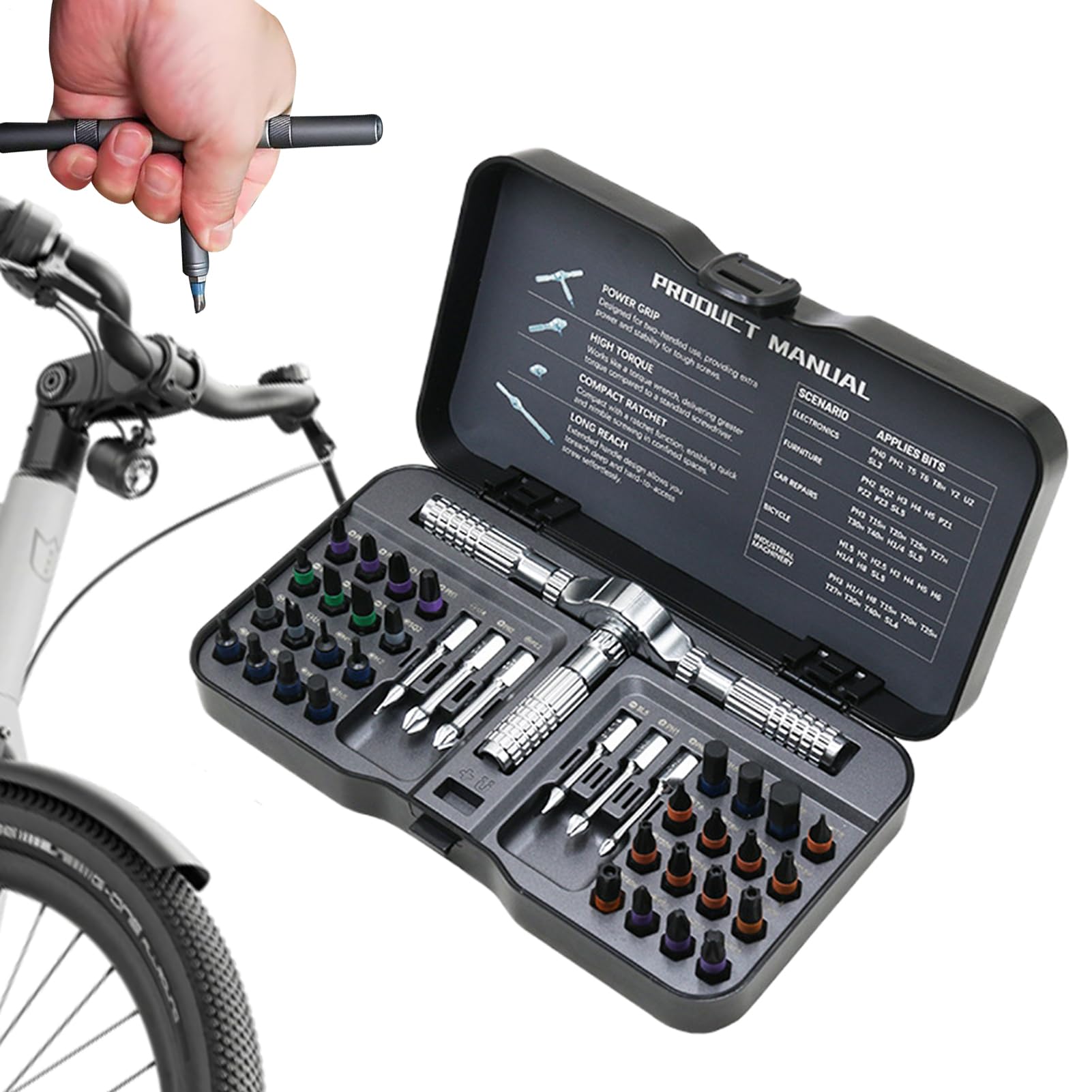 Set Di Cacciaviti A Cricchetto Precisione Ergonomico 40 In 1 | Kit Punte Cacciavite Domestico Per Auto, Elettricista, Elettronica, Edilizia, Falegnameria, Idraulica, Industriale, Casa