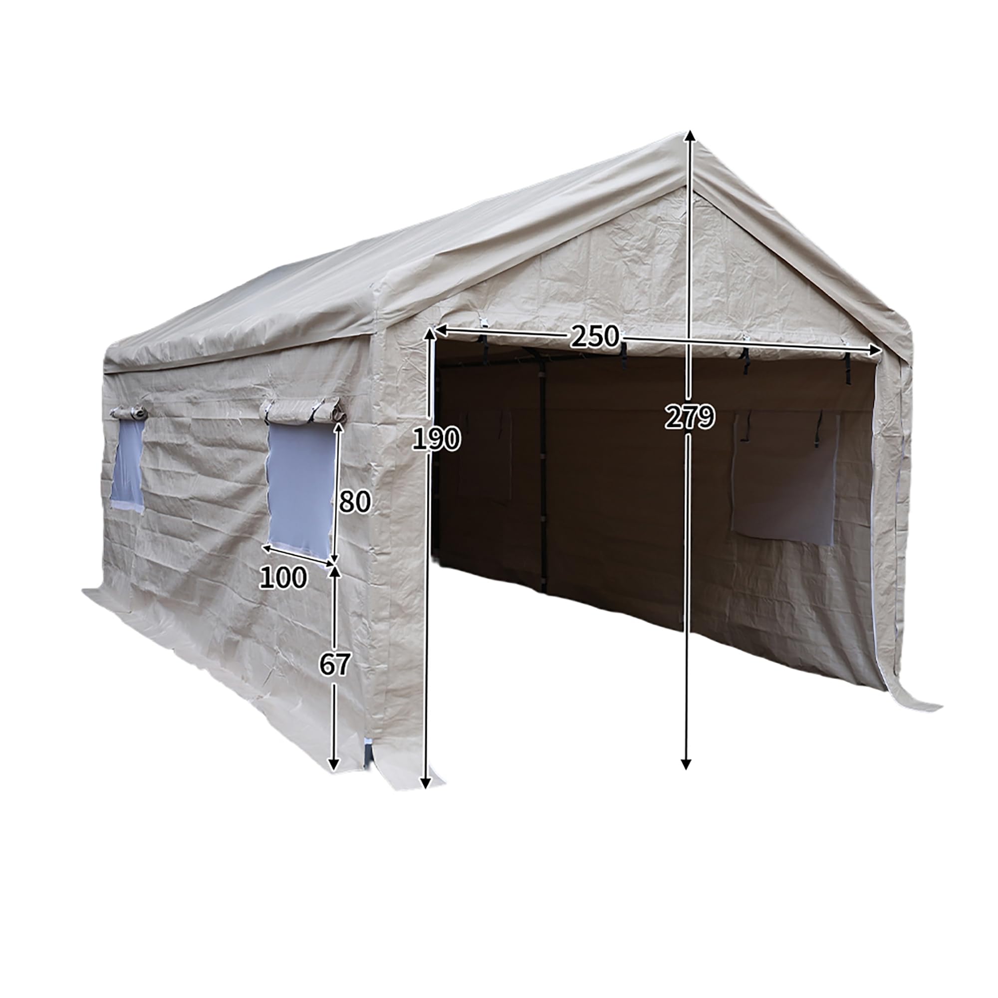【ベージュ・カバーあり】車庫テント 3×6m UV ガレージテント カーポート Amazon.co.jp: 【ベージュ・収納カバー付き】UV カット バイクガレージ