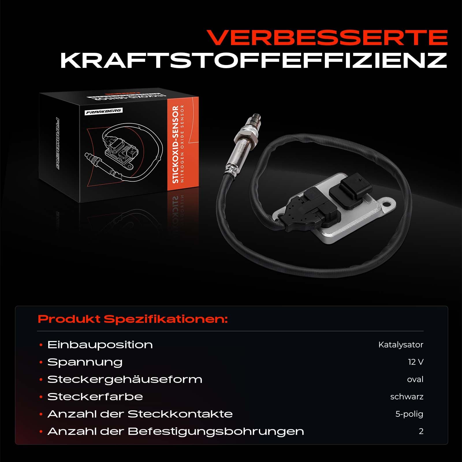 Frankberg Noxsensor Klopfsensor Sensor 5-polig Kompatibel mit C-Klasse T-Model S205 C-Klasse W205 M-Klasse W166 E-Klasse T-Model S213 GLE W166 Replace# A0009054410