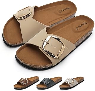 Torotto Pantoletten Damen Sandalen Latschen Schlappen Hausschuhe Bequeme Verstellbare Schnalle