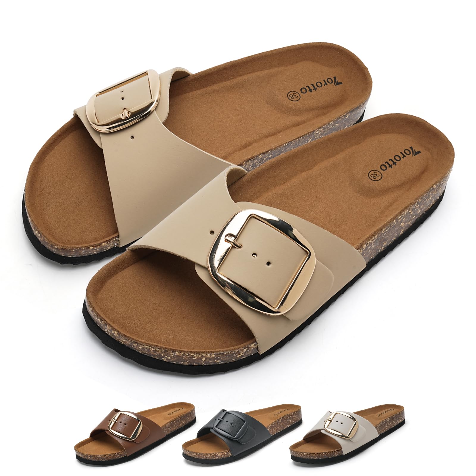Torotto Pantoletten Damen Sandalen Latschen Schlappen Hausschuhe Bequeme Verstellbare Schnalle