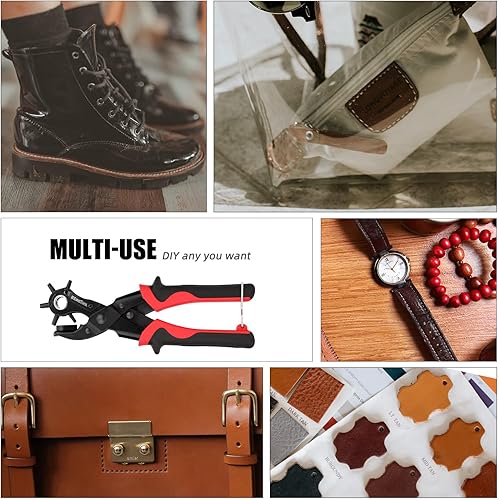 Miniatura 6 de KingTool Juego de perforaciones de cuero, perforador giratorio súper resistente, herramienta para hacer varios tamaños de agujeros