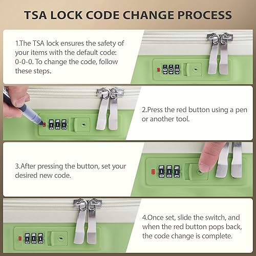 Miniatura 6 de GigabitBest Estuche de viaje de maquillaje rígido portátil de 14", Verde+blanco
