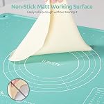 Liquid Dough Rolling Baking Mat: U-Taste 16"x20" Food-Grade Non-Slip Pastry Silicone Sheet, Non Slip for Kneading, Making Pizza, Fondant, Pie Crust with Clear Measurement and Raised Edges (Aqua Sky)