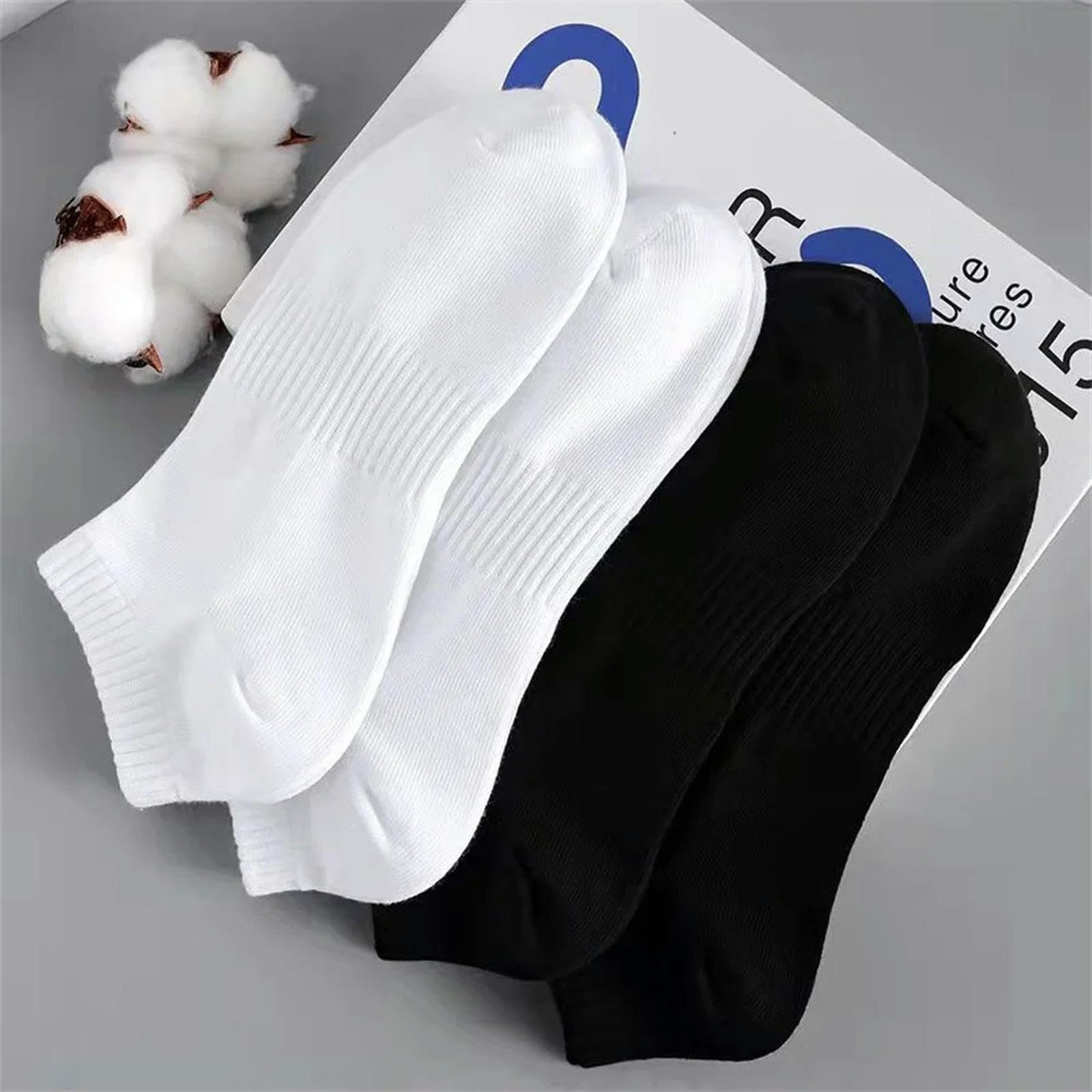 Calzini 10 Coppie Classiche Uomini D'affari In Bianco Nero Calzini Di Cotone Estate Da Donna Autunno Calzini Da Barca Alla Caviglia-8 Bianco 2 Nero-eu-38-42