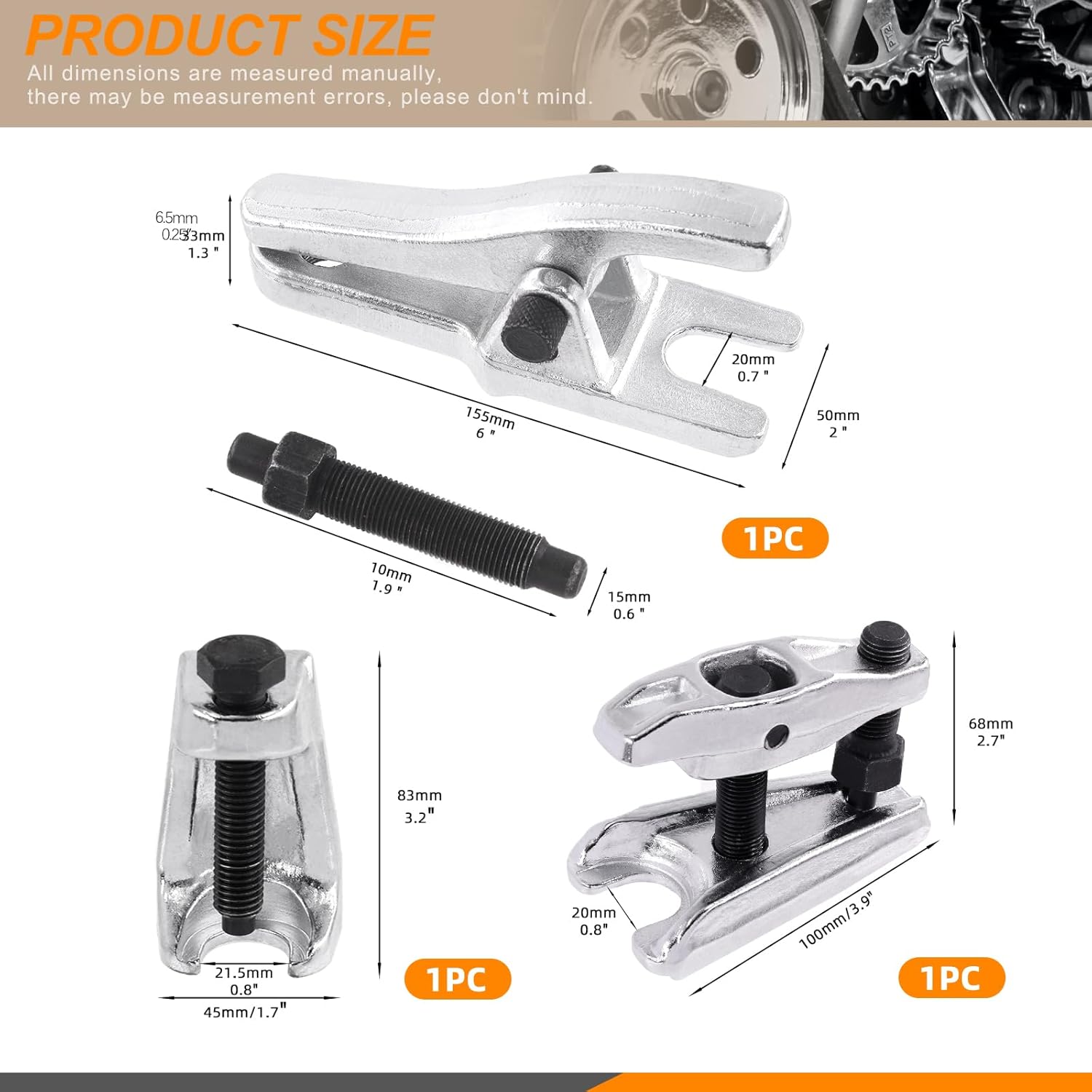 3Pcs Universal Ball Joint Separator Tools Set Including 2Pcs Heavy Duty Ball Joint Separators and 1Pc Tie Rod End Remover for Separating Arms, Tie Rods and Ball Joints on Cars, Trucks, ATVs