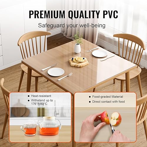 Miniatura 3 de VEVOR Mantel grueso de plástico PVC para mesa, 36"x36" 0.059 in, transparente