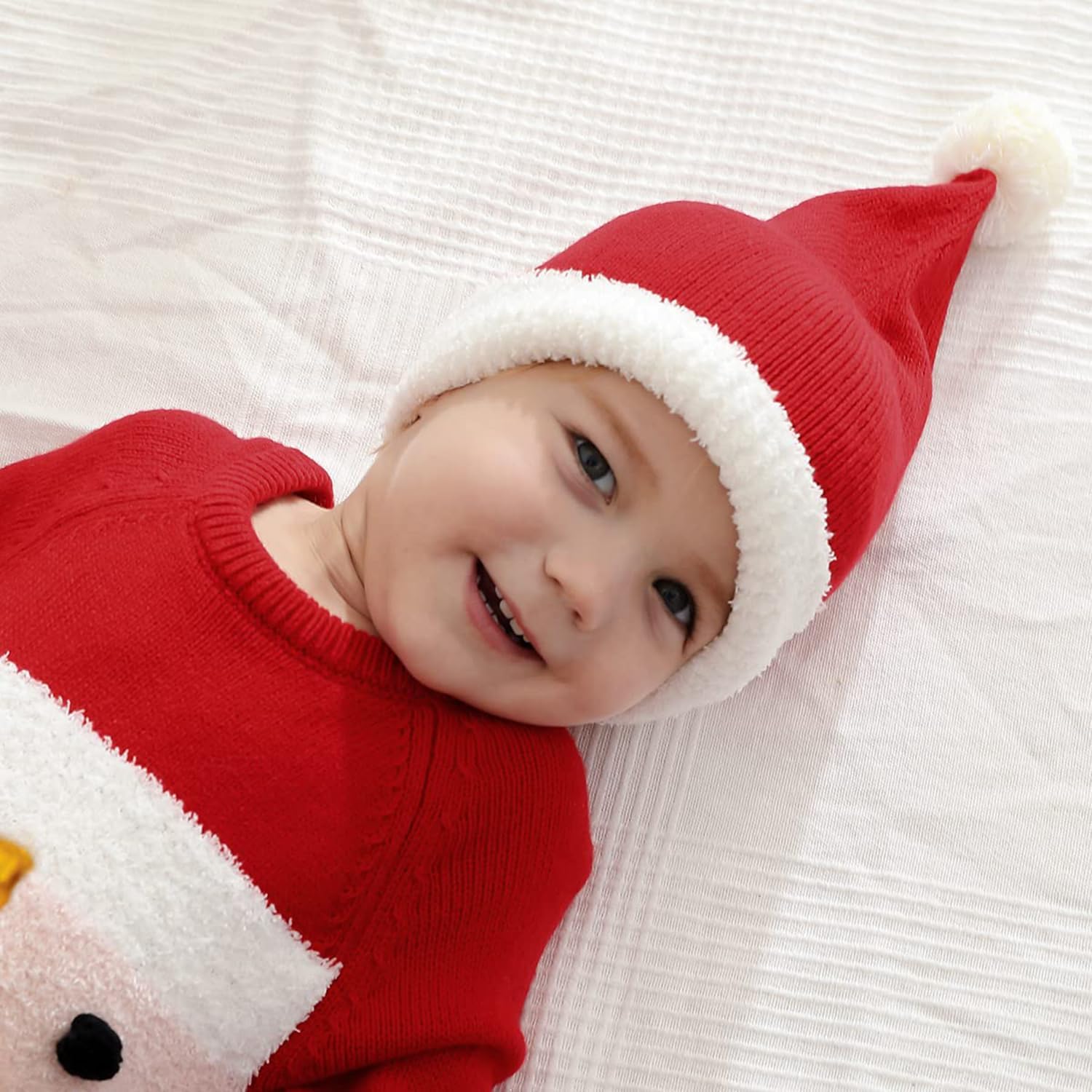 Baby Christmas Santa Knitted Hat for Unisex Toddler Newborn Infant Kids,Xmas Beanie Winter Hat