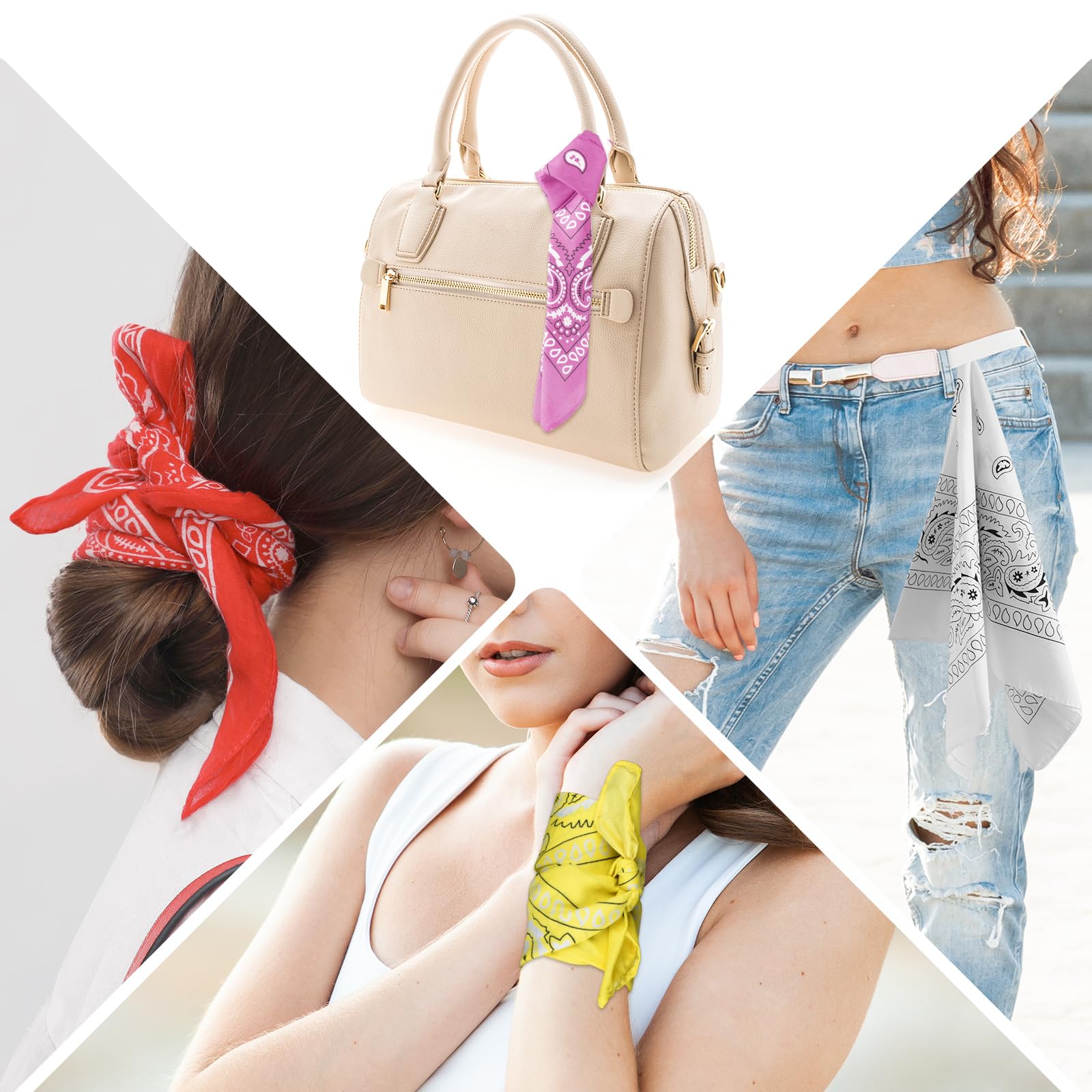 PLULON Bandanas for Men Women 4/12/24/30 Pack, Paisley Pattern Bandana Bulk Headbands Handkerchief Face Mask 100% Polyester