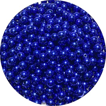 400pcs Pearl Beads 8mm Royal Blue Pearl Craft Beads Round Loose Pearls with Holes for Sewing Crafts Decoration Bracelet Necklace Jewelry Making