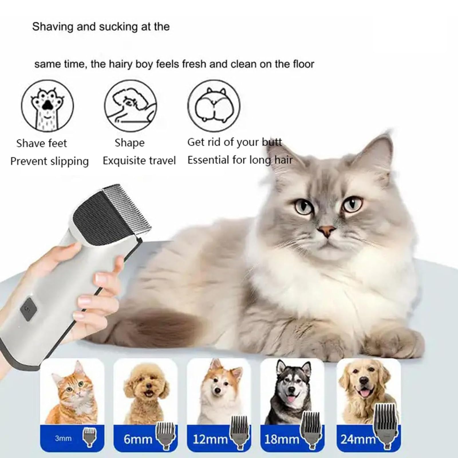 Professionelles Staubsauger-Pflegeset FüR Haustiere, Mit Staubsauger Und Trimmer, 5 Pflegefunktionen, 1,8 L GroßEr StaubbehäLter, FüR Die Fellpflege Von Katzen/Hunden