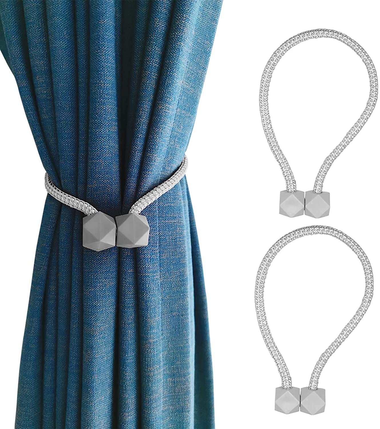 Anneau de Rideau Embrasses de Rideau magnétiques Pinces à Rideaux Retenues de Corde (Beige) Accessoires de Rideaux (Couleur : Z-Jaune + Bleu, Taille : Hexagone) (Hexagone Gris)