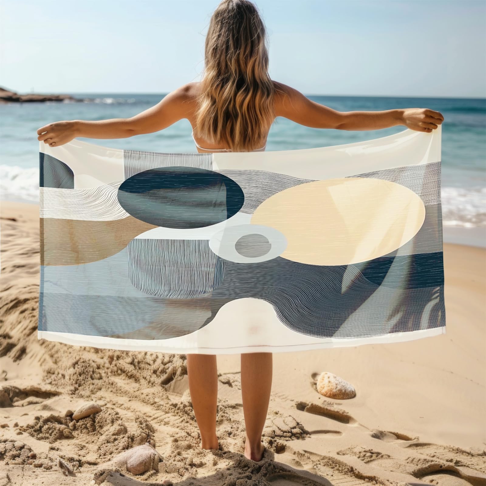 Drap de Plage XXL 200X200 Vert Gris Abstract Serviettes de Plage en Microfibre,Serviette Piscine Extra Large sans Sable pour Adultes Séchage Rapide