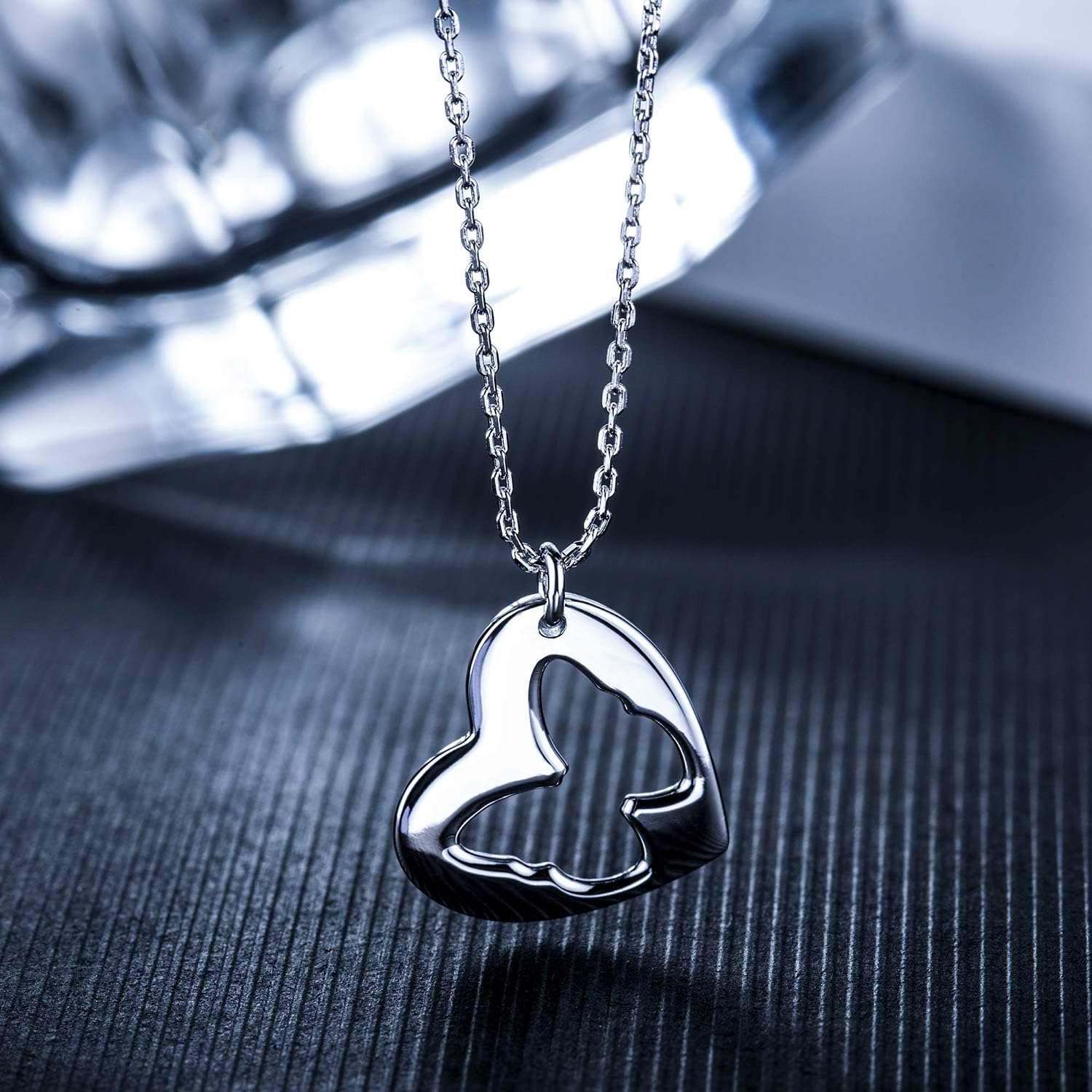Mother Daughter Jewelry Sets for Two, Cutout Heart Necklaces, 2 Sterling Silver Necklaces