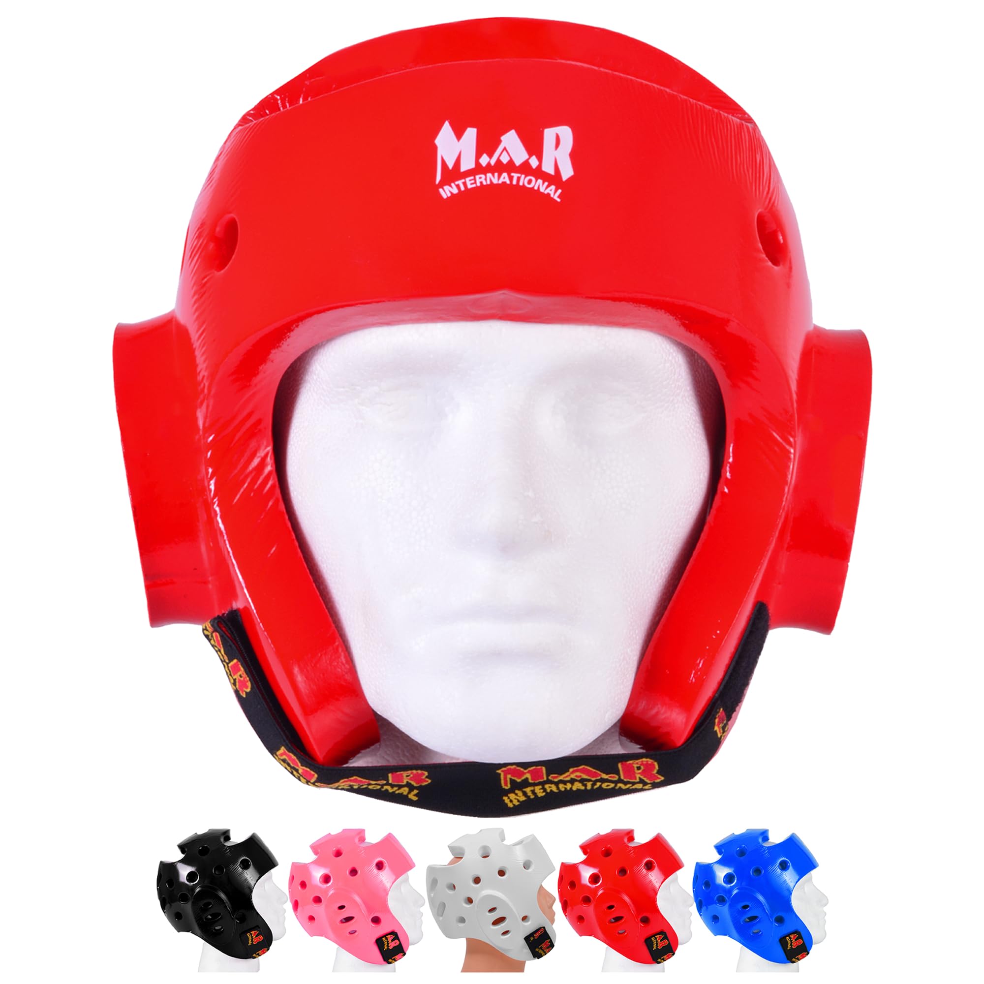 MAR | Red Pro Dipped Foam Head Guard Boxing Sparring Grappling Competition Training for Kickboxing, Karate, Taekwondo, Semi Contact & More, Adult Kids Headgear (Medium)