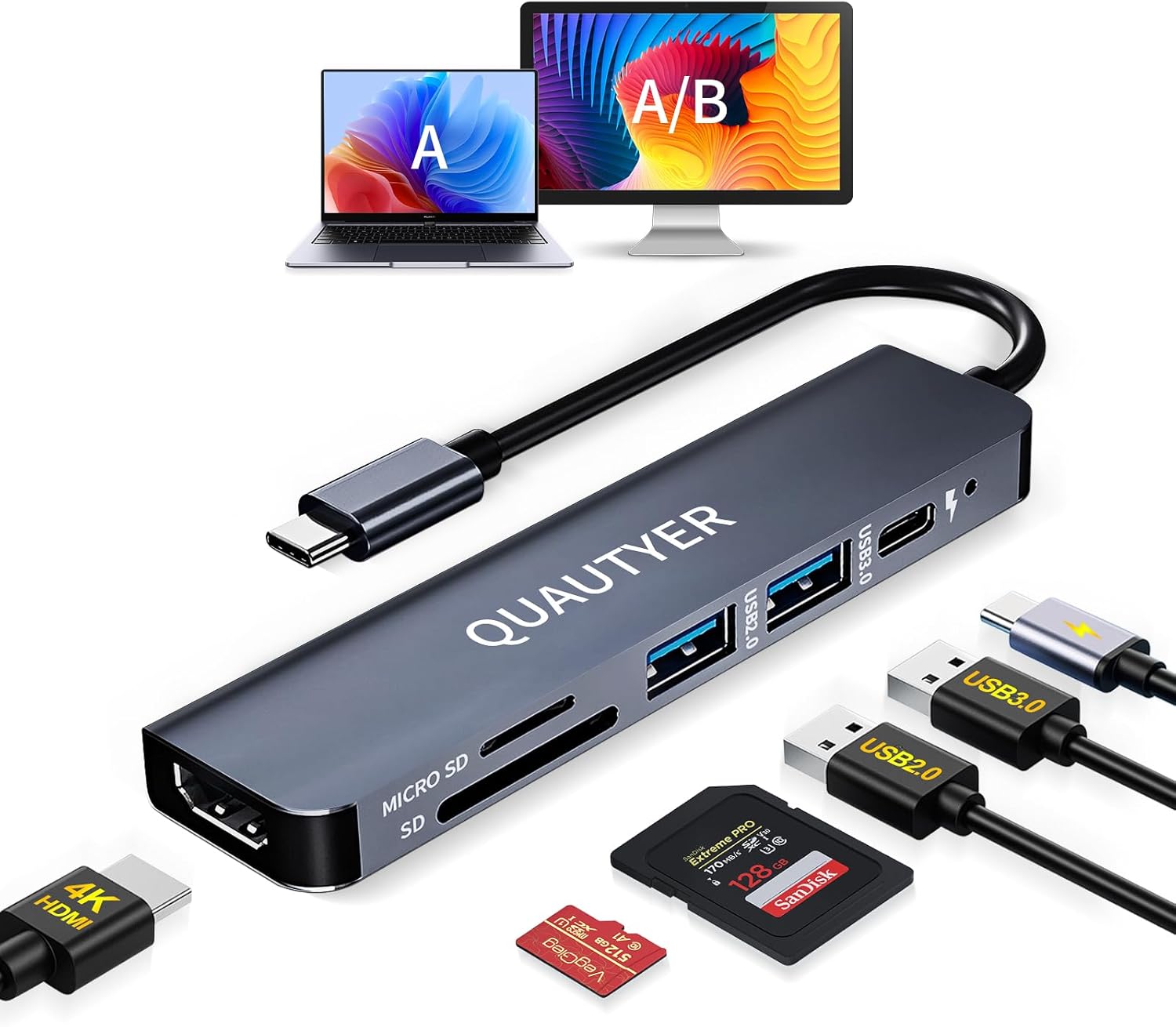 USB C Hub Multiport Adapter Dongle for MacBook Air 6 in 1 USB C to HDMI Multiport Adapter with 4K HDMI, 100W PD, USB 3.0, SD/TF Card Reader MacBook hdmi Adapter for MacBook Air/Pro, iPad, Dell XPS USB C Hub Multiport Adapter Dongle for MacBook Air 6 in 1 USB C to HDMI Multiport Adapter with 4K HDMI, 100W PD, USB 3.0, SD/TF Card Reader MacBook hdmi Adapter for MacBook Air/Pro, iPad, Dell XPS