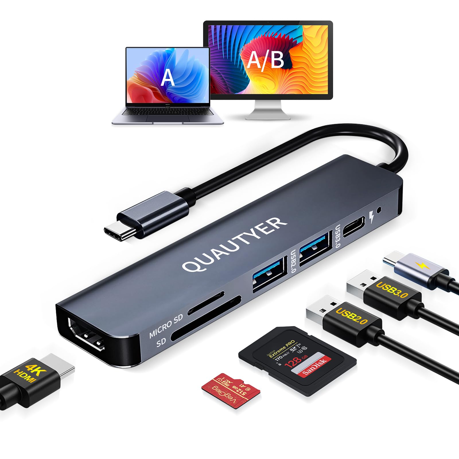 Belkin USB C Hub, 6-in-1 UltiPort Adapter Dock With 4K HDI, USB-C 100W PD Pass-Through