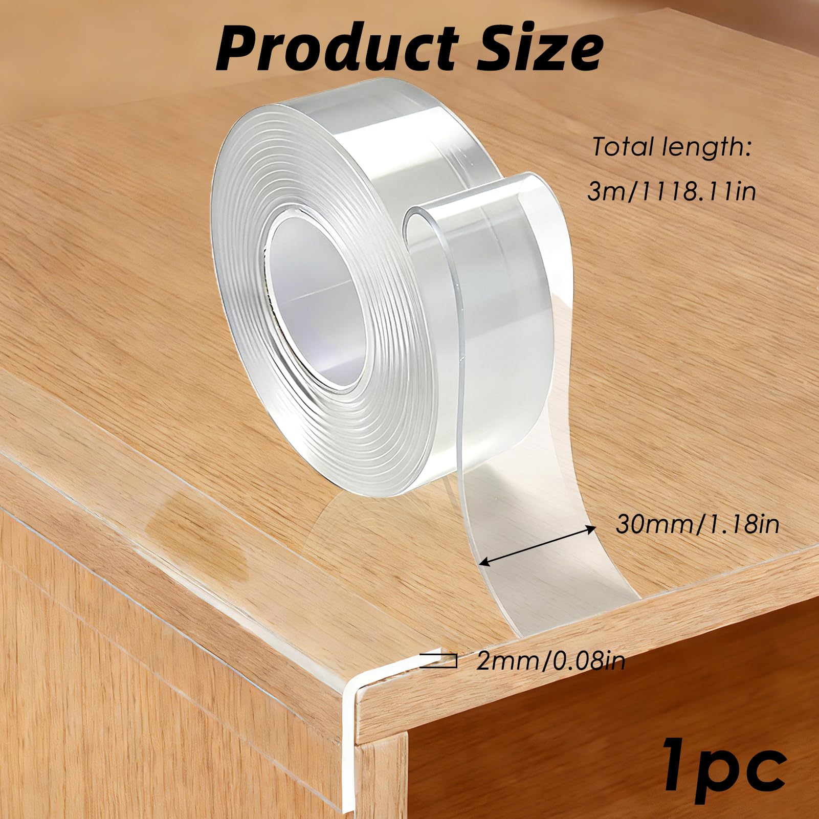 Protector de cantos transparente, autoadhesivo, 3 m (largo) x 30 mm (ancho) x 2 mm (diámetro), protector de bordes de mesa Baby extra fuerte de cinta adhesiva nano, suave protección de bordes para — view 2