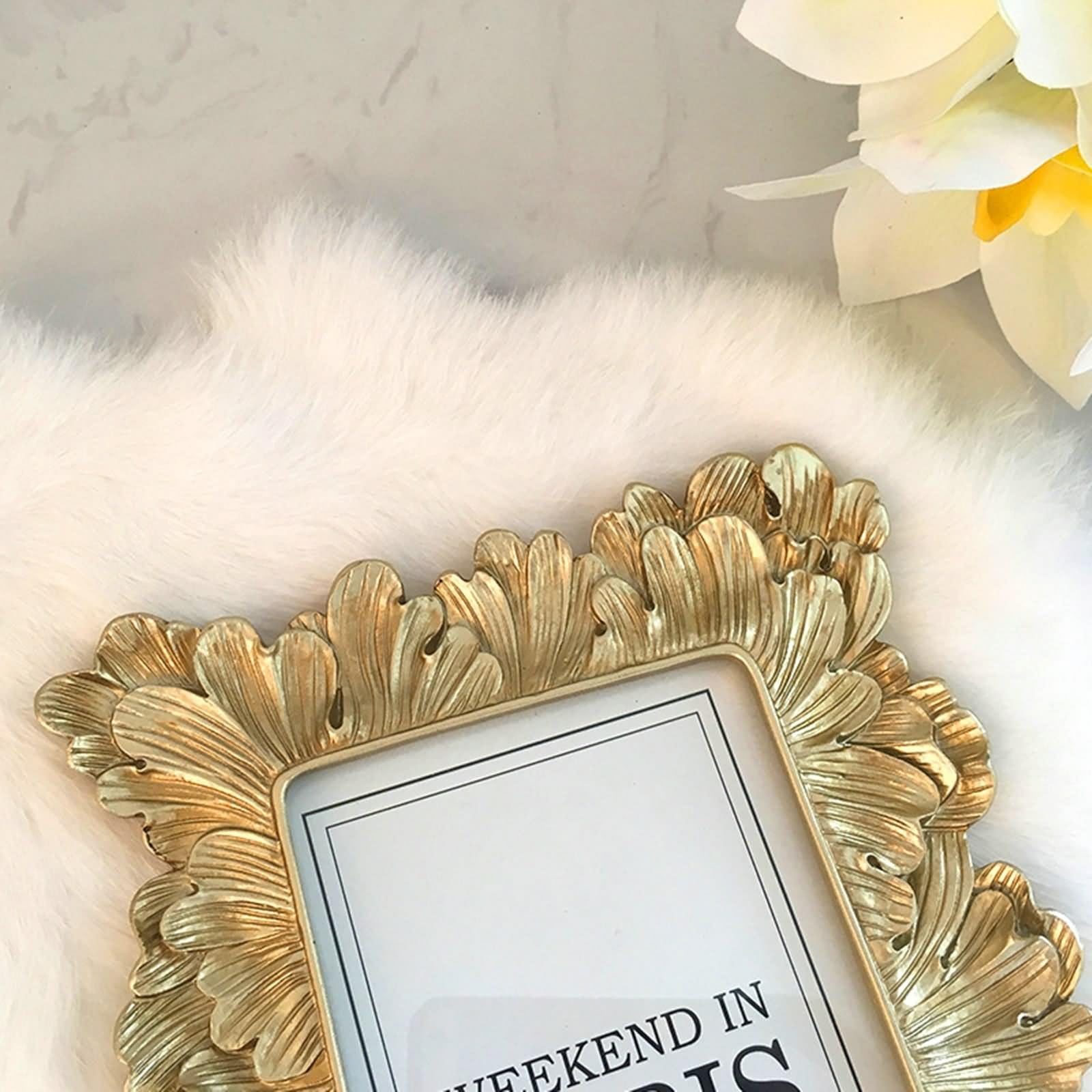 Marco de fotos dorado de 15 x 20 cm, elegante marco rectangular vertical para mesa de resina