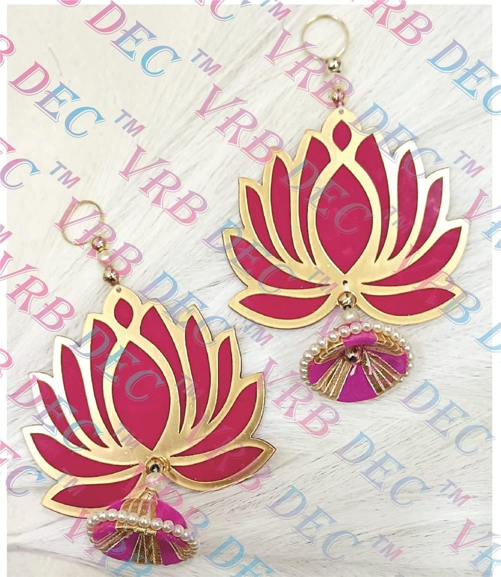 VRB DecTM Lotus Hangings for Decoration/Hanging for Home Decor/Floral Wall Hangings for Temple Decor/Diwali Decor,Wedding and All Festival Decor/showpiece for Home Decor (Pink, 6)