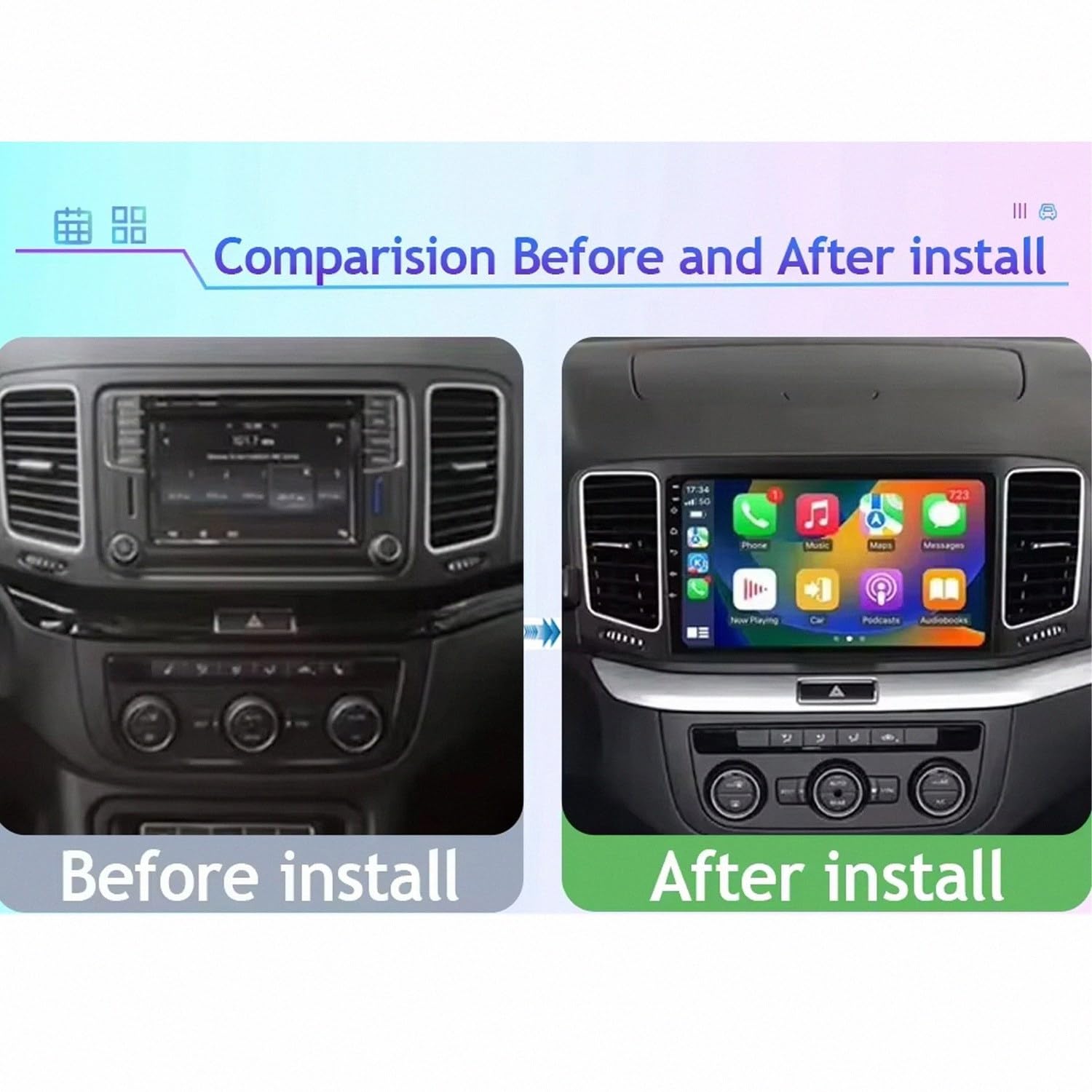 Multimedia Radio dla Volkswagen VW Sharan SEAT Alhambra 7N 2010-2022 9 Inch Android 15 Car Navigation Rear View Camera For, 4 Core 2G+64G