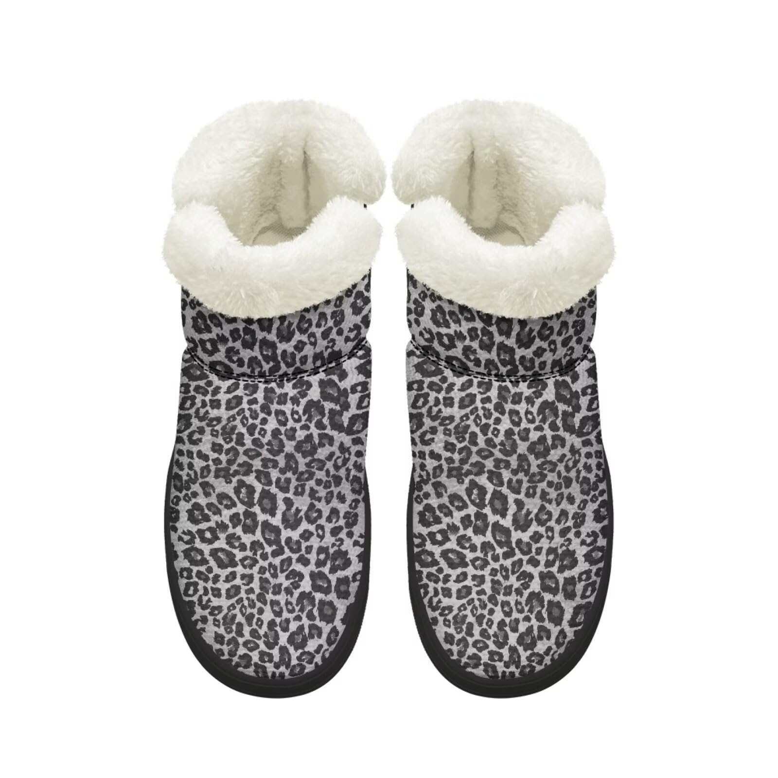 KEIAHUAN Women Winter Snow Boots Fur Lined Booties Slip On Comfortable Outdoor Flat Shoes with Fuzzy Collar