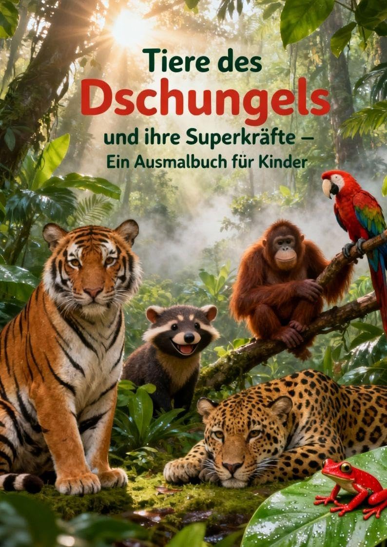Das große Ausmal- & Lernbuch: Tiere des Dschungels und ihre Superkräfte: Das Buch kombiniert spannendes Wissen mit kreativen Ausmalbildern - spielerisch lernen, kreativ ausmalen & staunen